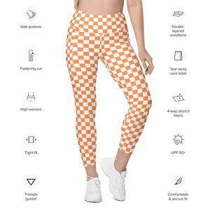 University of Tennessee Vols ZOOZATZ Orange/White Checkered Leggings Ankle ***